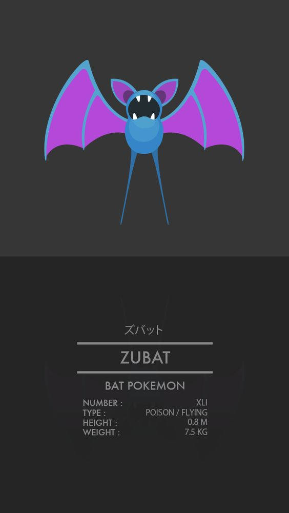 Zubat, blue, purple, SD Phone Wallpaper