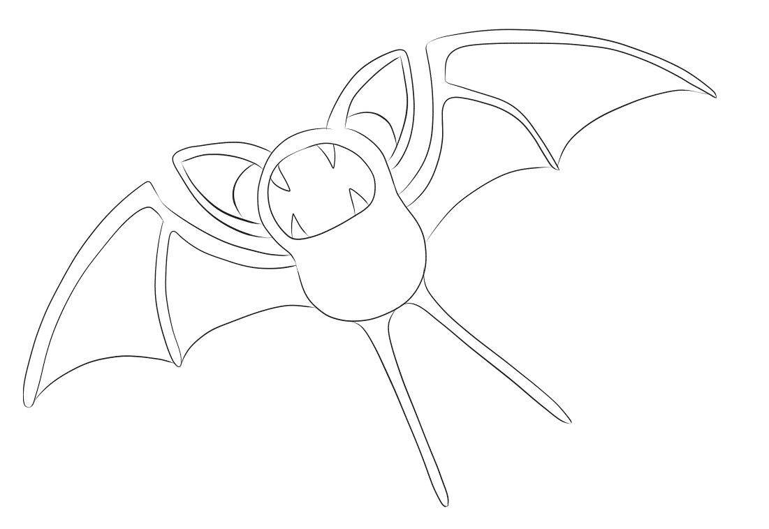 Zubat, black outline, cartoon bat, SD Desktop Wallpaper
