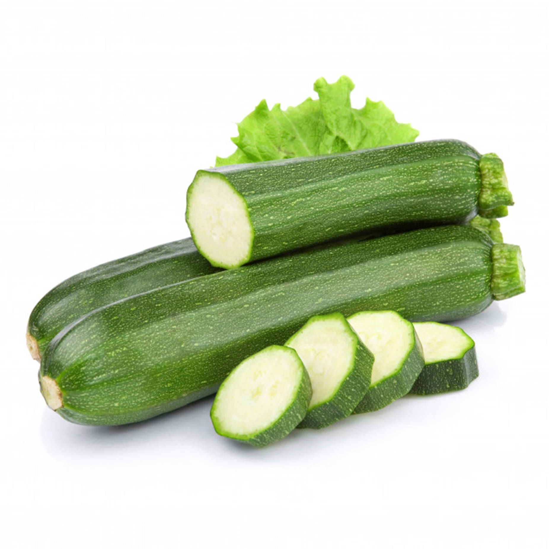 zucchini, lettuce, white background, HD Desktop Wallpaper