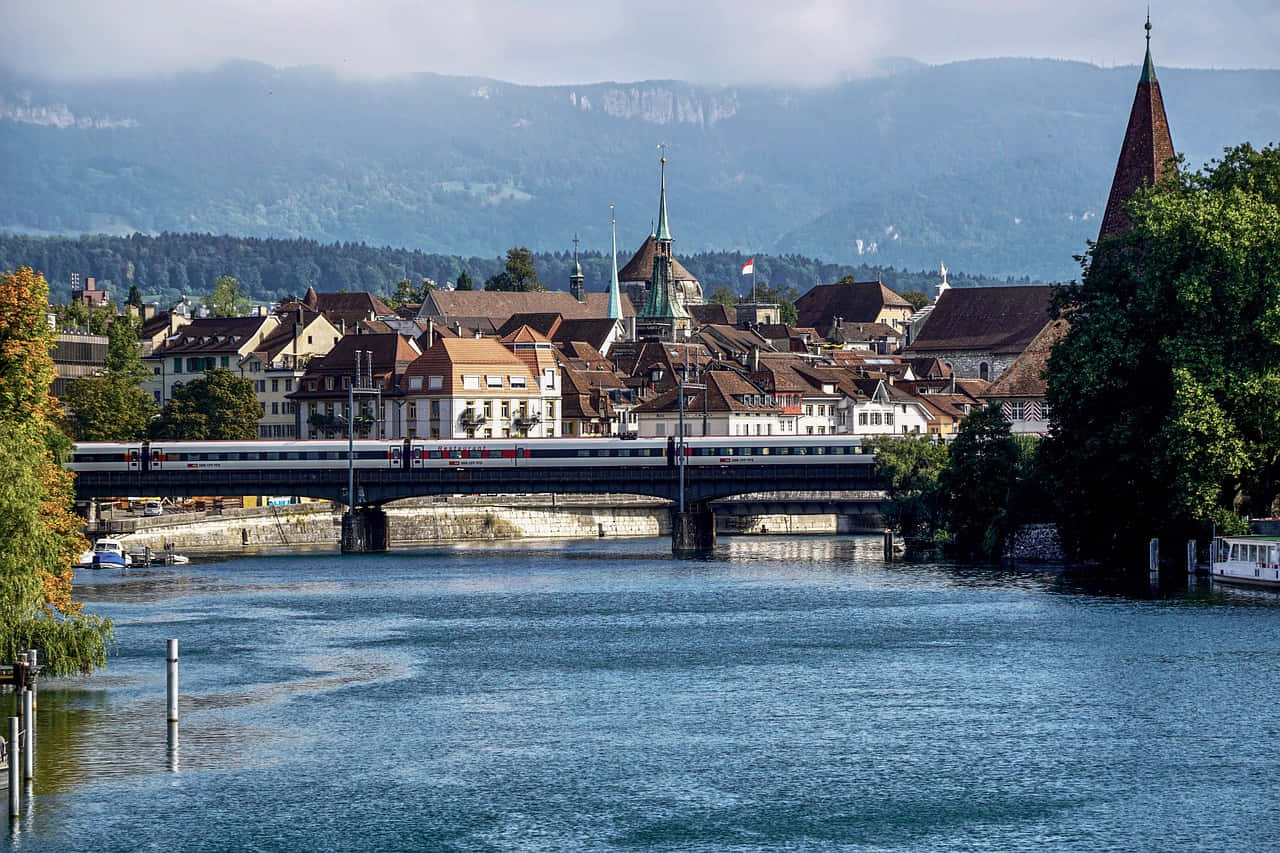 Zug, train, stone bridge, HD Desktop Wallpaper