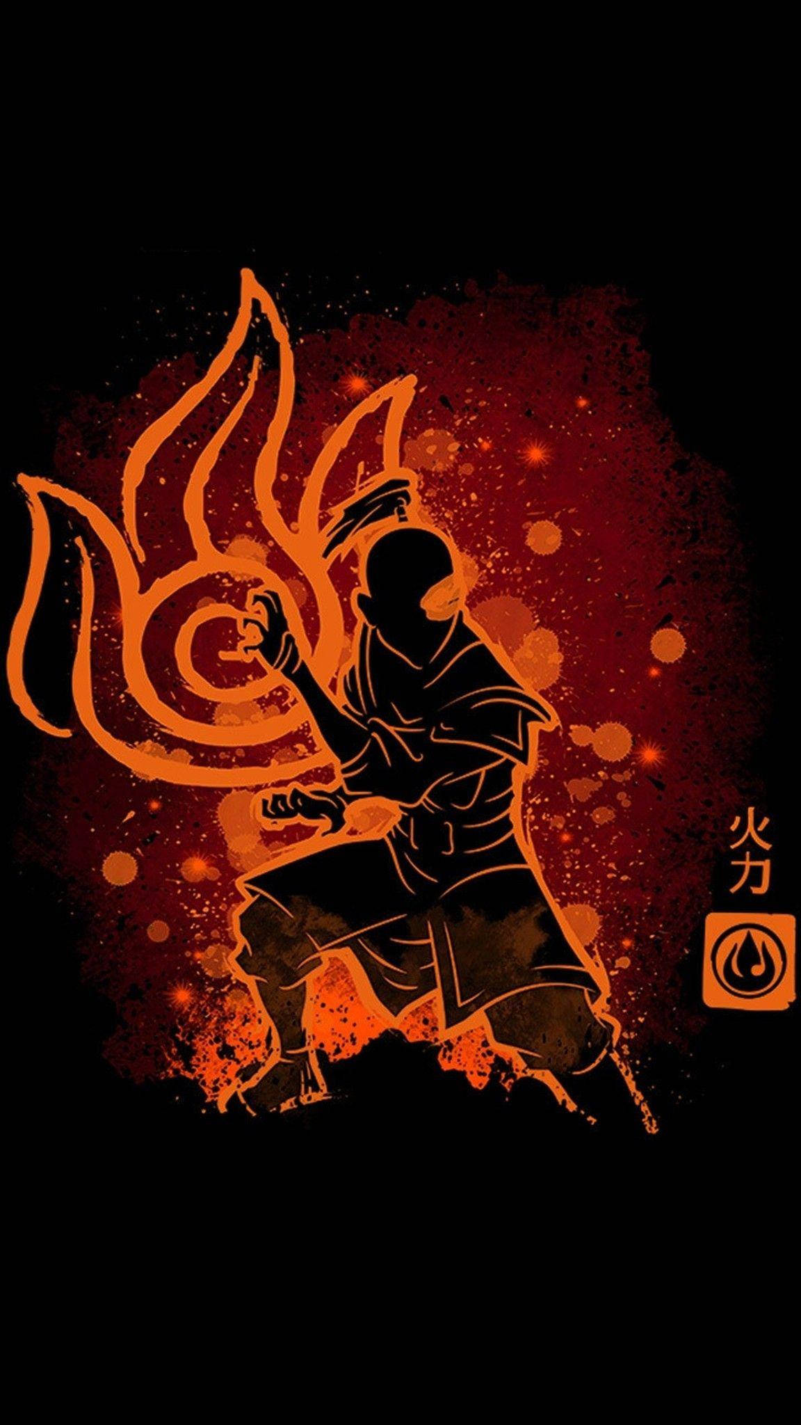 Zuko, bright orange highlight, fiery silhouette, Full HD Phone Wallpaper