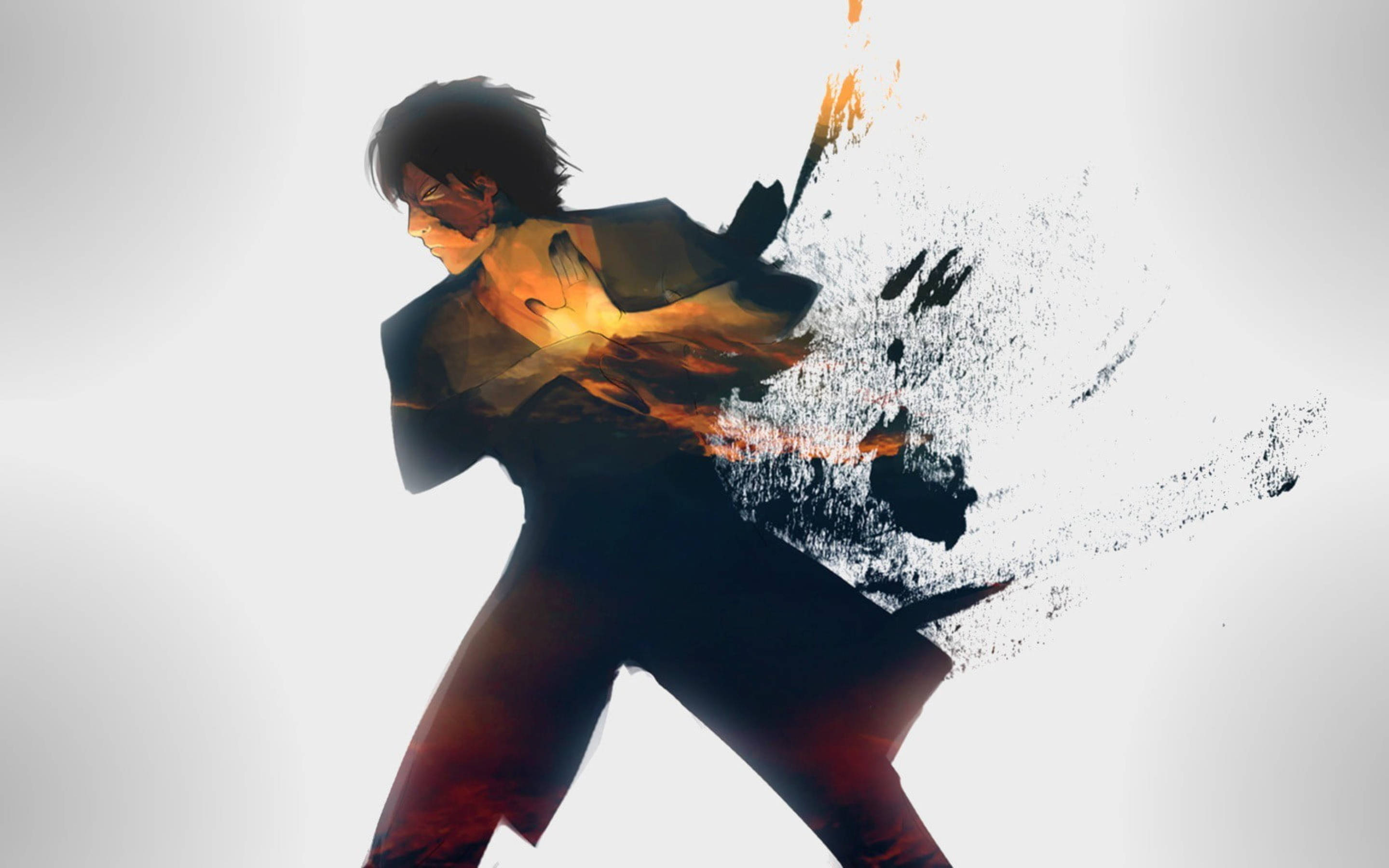 Zuko, fiery orange and red energy, dark suit, 2K Desktop Wallpaper