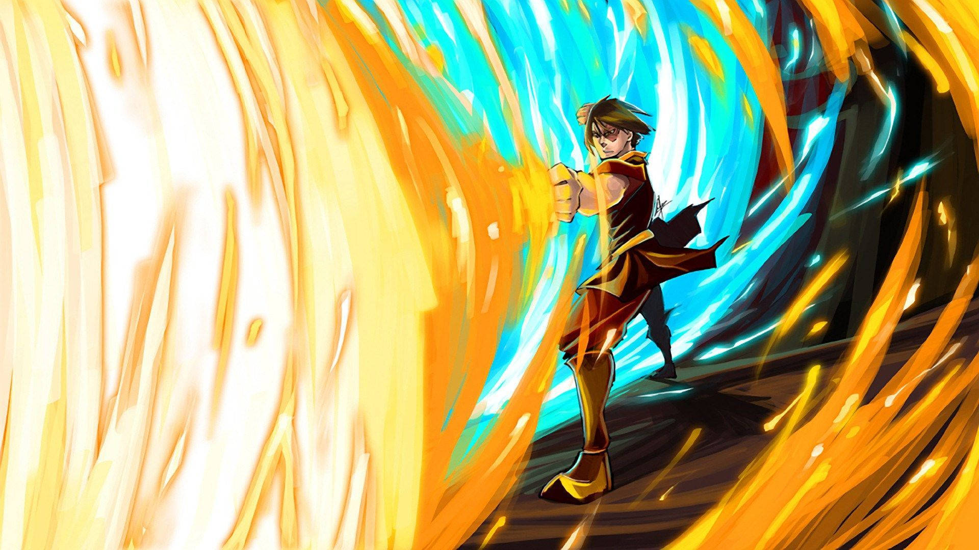 Zuko, orange blue flames, anime warrior, Full HD Desktop Wallpaper