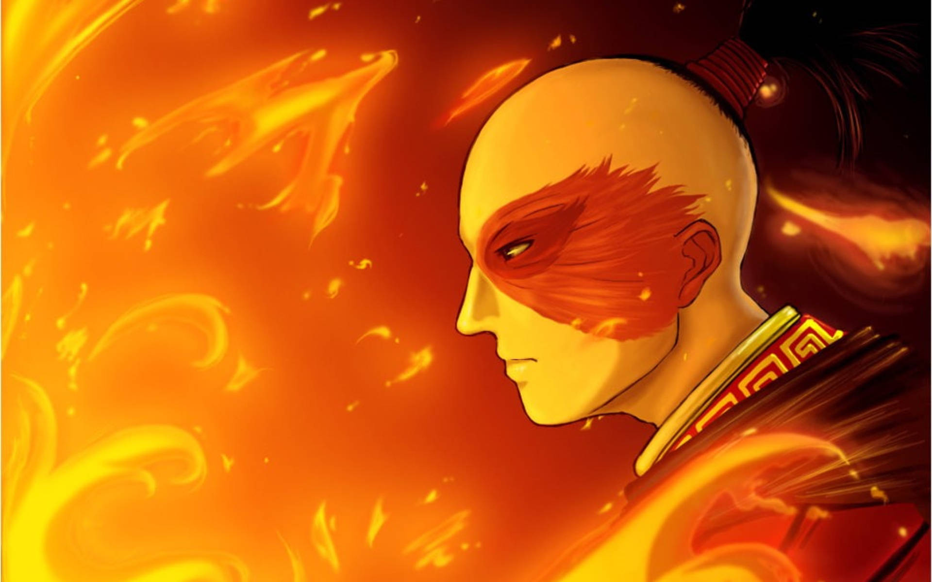 Zuko, scars of flames, fiery red markings, Full HD Desktop Wallpaper