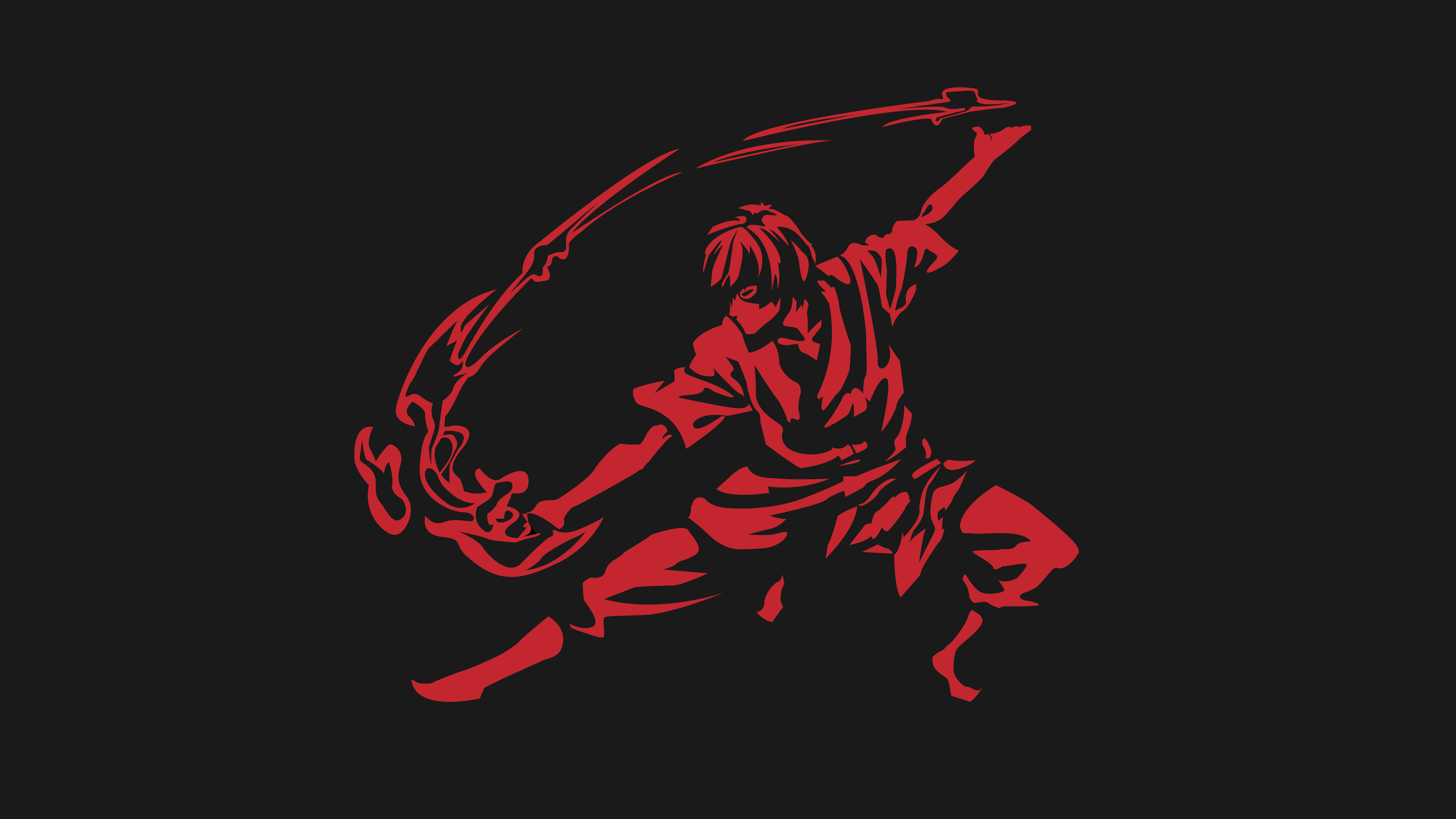 Zuko, monochromatic red, silhouette, 8K Desktop Wallpaper