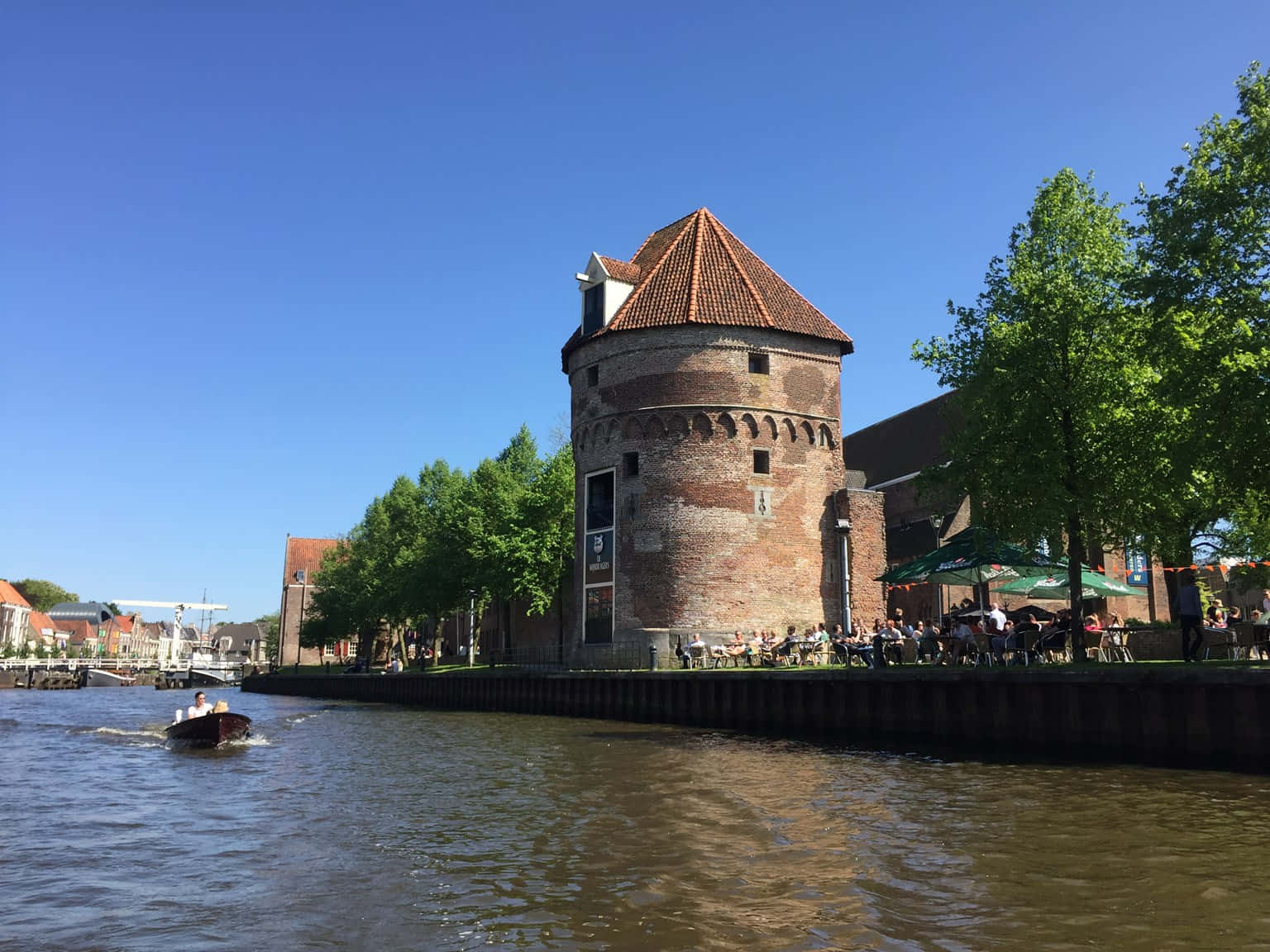 Zwolle, waterfront, historic tower, HD Desktop Wallpaper